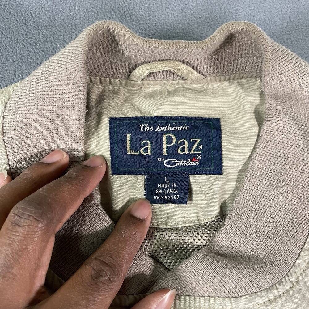 Vintage La Paz By Catalina Bomber Jacket Full Zip Lined Tan Men’s L Grandpacore - Picture 4 of 11